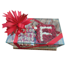 Kız İsteme Seti Bütün Antep Fıstıklı Çikolata Ve Canlı Gül